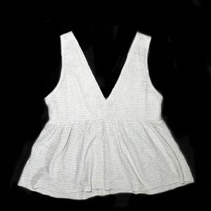 Cream Peplum Tank Top